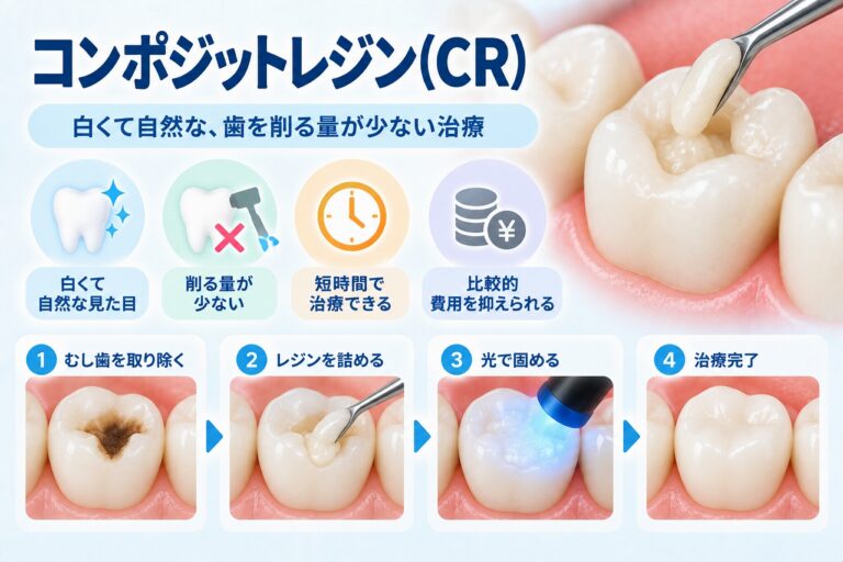 コンポジットレジン（CR）とは｜歯を削る量を抑えて白く修復する治療