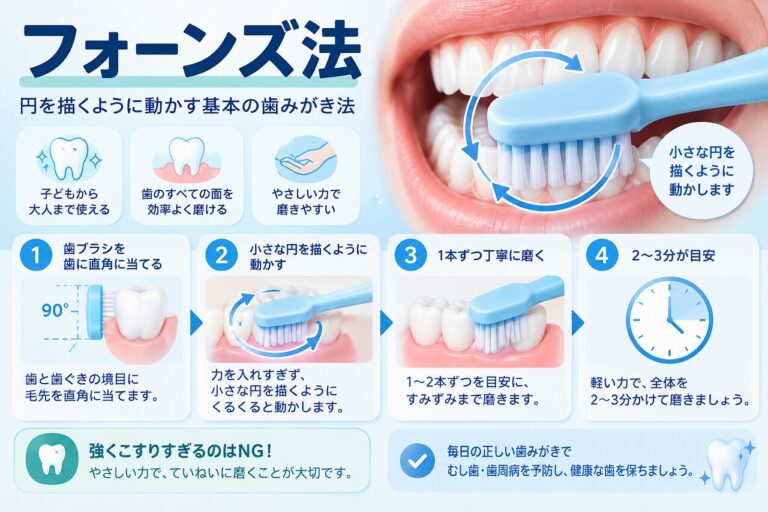 フォーンズ法とは｜円を描くように磨く歯磨き方法と正しいやり方