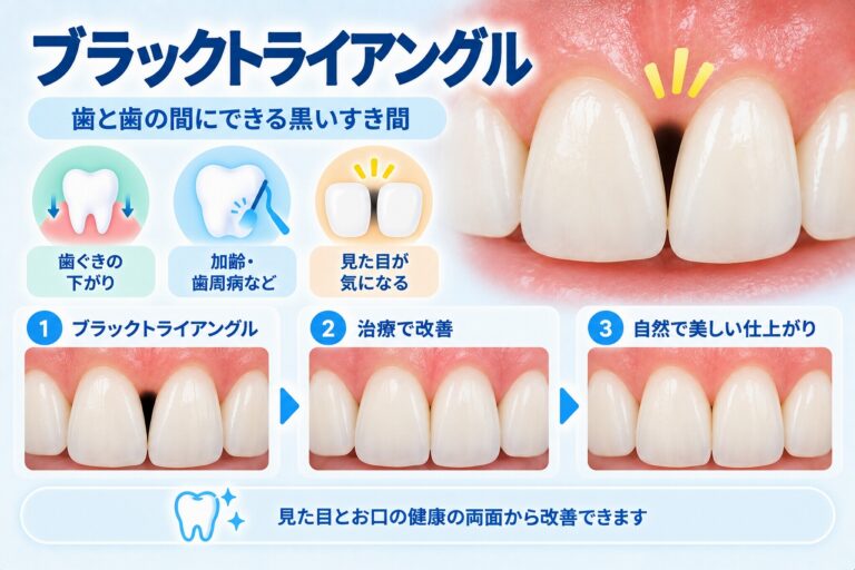 ブラックトライアングルとは｜歯と歯の間にできる黒い隙間の原因と治療