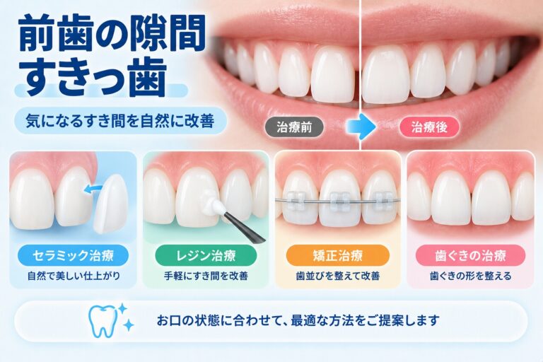 前歯の隙間・すきっ歯とは｜原因と隙間を改善する治療方法