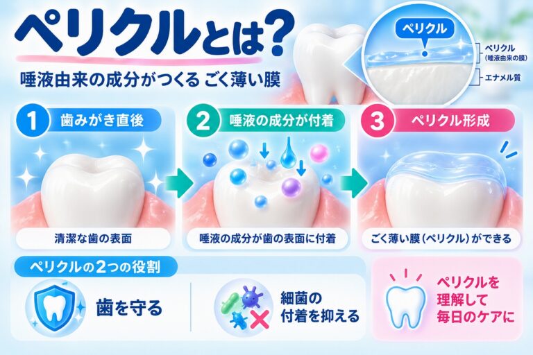 ペリクルとは｜歯の表面を覆う唾液由来の薄い膜とプラークとの関係