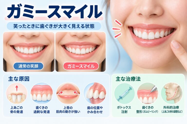 ガミースマイルとは｜笑ったときに歯ぐきが目立つ原因と治療法