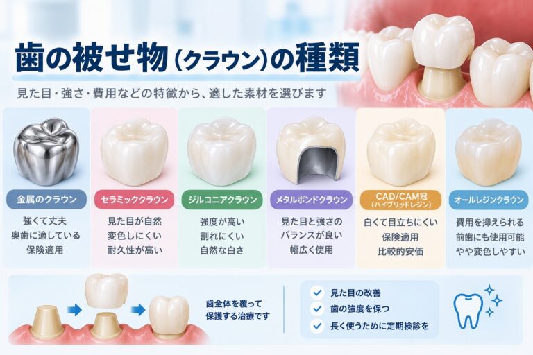 歯の被せ物（クラウン）の種類｜素材ごとの特徴と違い