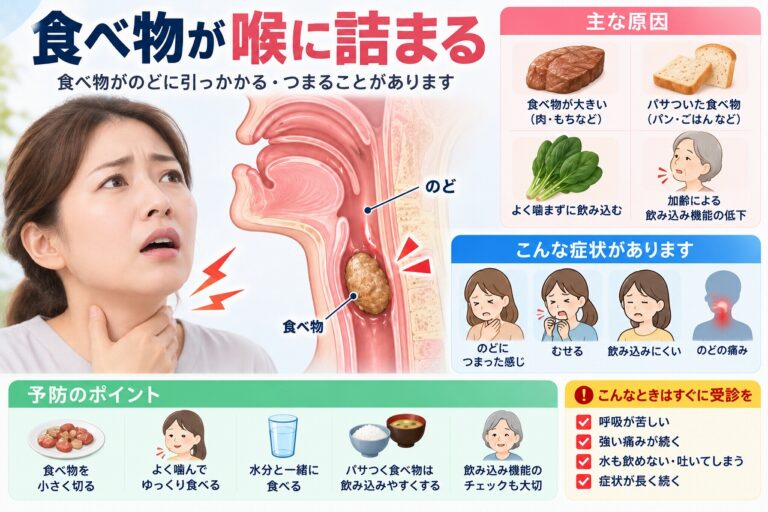 食べ物が喉に詰まる原因とは？飲み込みにくいときの注意点