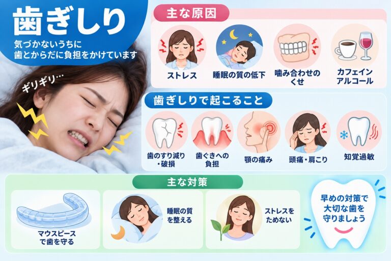 歯ぎしりとは？原因・症状と歯を守るための対策