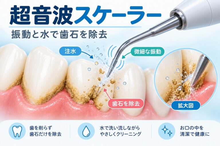 超音波スケーラーで歯石を除去する仕組み