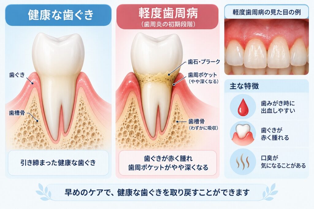 軽度歯周病の症状と歯ぐき・歯槽骨の変化