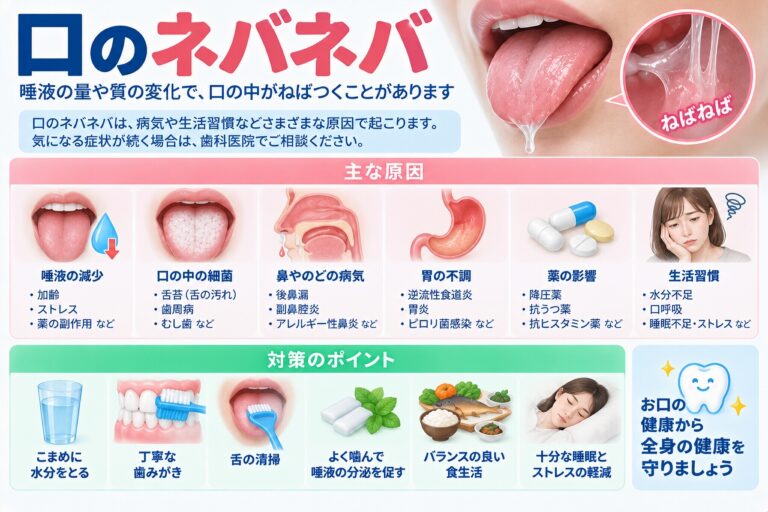 口のネバネバの原因は？唾液の減少・口腔乾燥との関係と対策