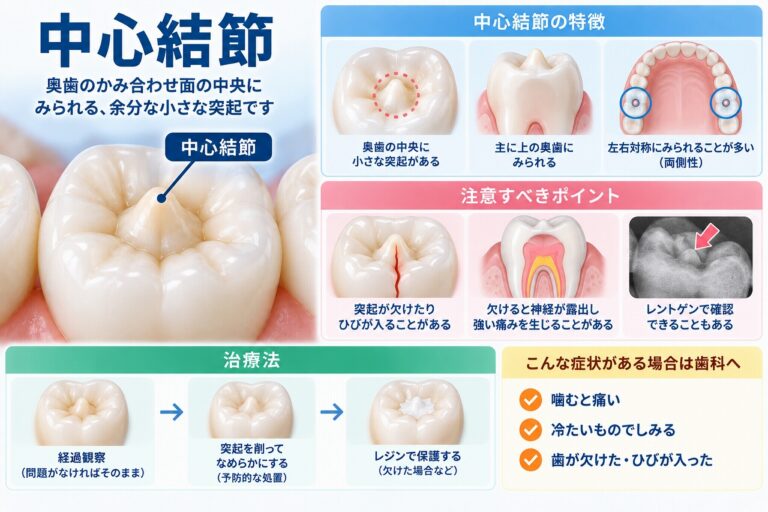 中心結節とは？奥歯にできる小さな突起と破折のリスク