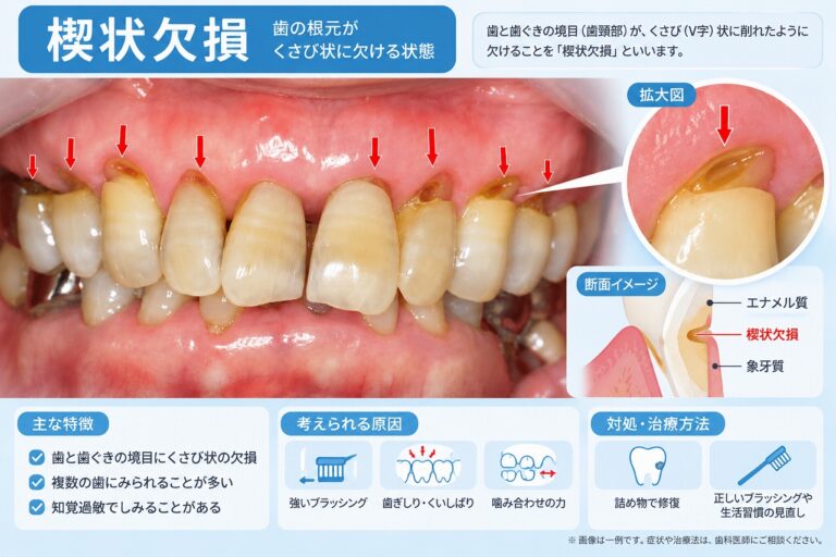 楔状欠損｜歯の根元がくさび状に欠ける症状