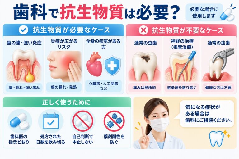 歯科で抗生物質は必要？必要な場合と不要な場合を解説