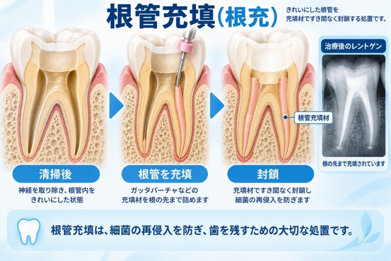 根管充填（根充）とは｜根管を充填材で封鎖する治療