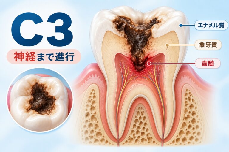虫歯C3｜虫歯が神経（歯髄）まで進行した状態
