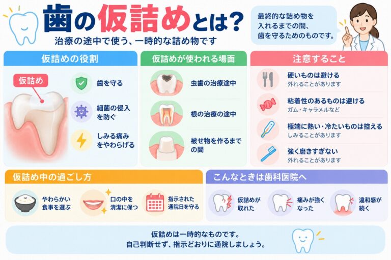歯の仮詰めとは？役割・注意点・取れたときの対処法