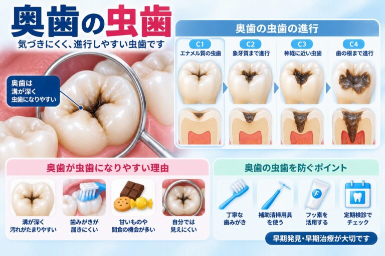 奥歯の虫歯｜気づきにくい原因・進行と予防法