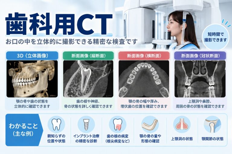 歯科用CTとは？3D画像で歯や顎の骨を詳しく確認する検査