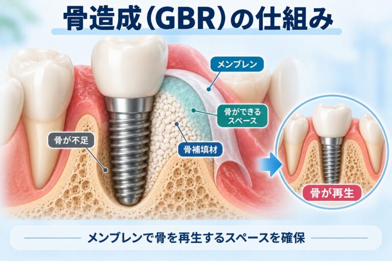 骨造成（GBR）の仕組み｜骨補填材とメンブレンによる骨再生