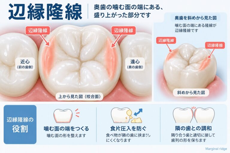 辺縁隆線とは？奥歯の噛む面にある隆線の役割