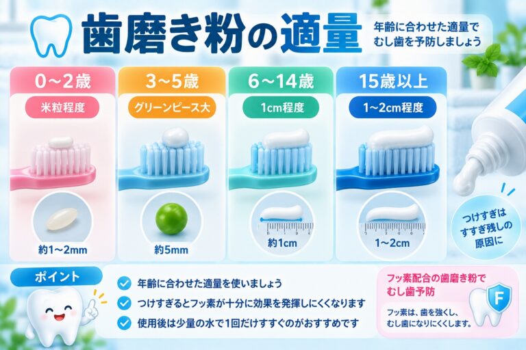 歯磨き粉の適量はどのくらい？｜年齢別の使用量と正しい使い方