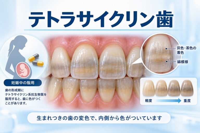 テトラサイクリン歯の特徴と変色のイラスト
