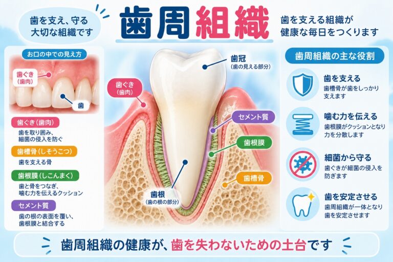 歯周組織とは｜歯を支える歯肉・歯槽骨・歯根膜・セメント質