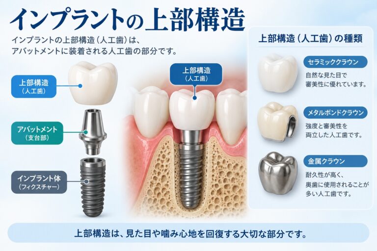 インプラントの上部構造｜人工歯の仕組みと種類