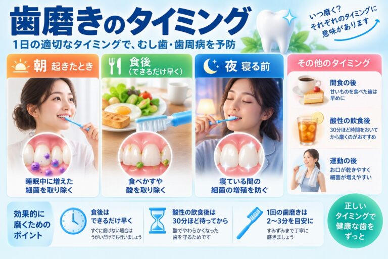 歯磨きのタイミング｜朝・食後・寝る前はいつ磨くのが効果的？