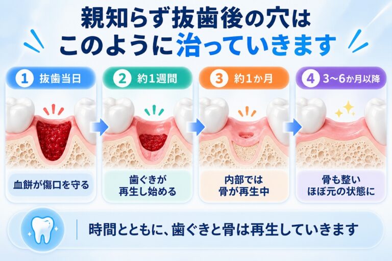 親知らず抜歯後の穴はいつ治る？｜抜歯窩が治癒するまでの経過