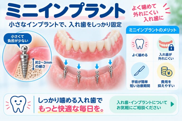 ミニインプラントとは？｜総入れ歯を安定させる小さなインプラント