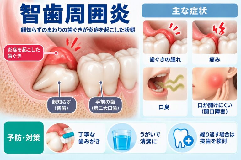 智歯周囲炎とは｜親知らずの周りの歯ぐきが腫れる原因と症状