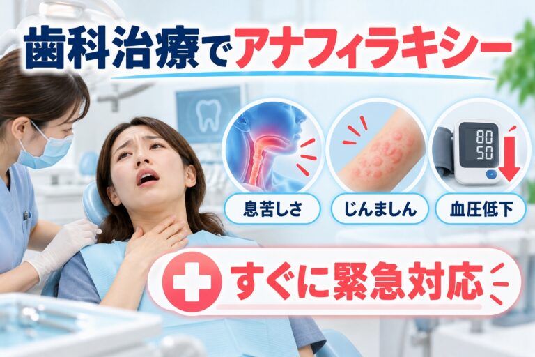 歯科治療でアナフィラキシー｜息苦しさ・じんましん・血圧低下に注意