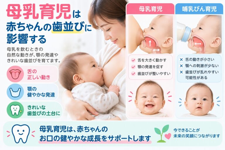 母乳育児は赤ちゃんの歯並びに影響する？｜授乳とお口・顎の発達