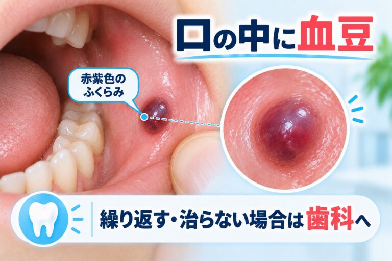口の中に血豆ができた｜赤紫色のふくらみの原因と対処法