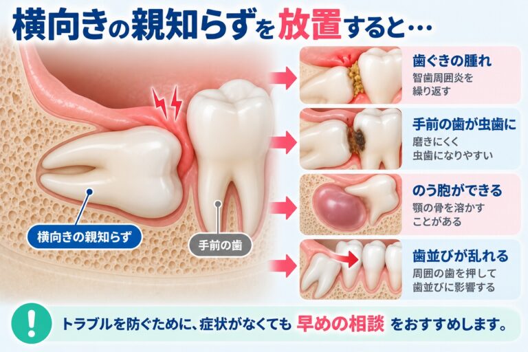 横向きの親知らずを放置すると？｜腫れ・虫歯・のう胞などのリスク