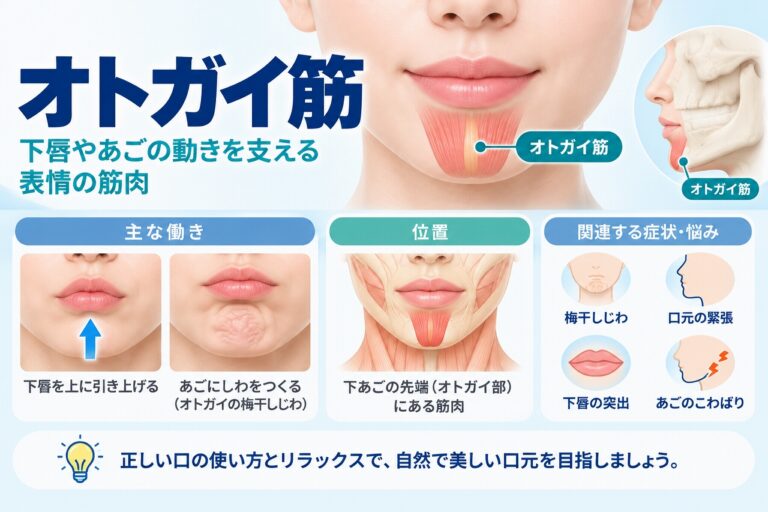 オトガイ筋とは？下唇やあごの動きと梅干しじわとの関係
