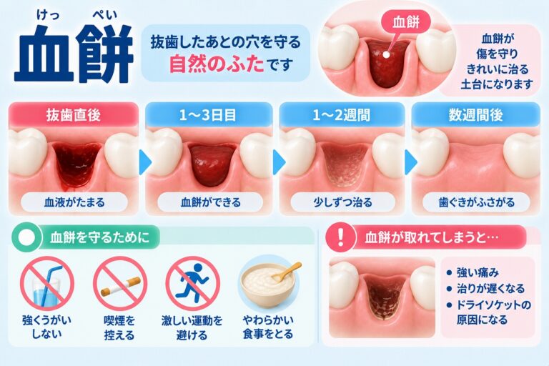 血餅（けっぺい）とは｜抜歯後の傷口を守る血のかたまり
