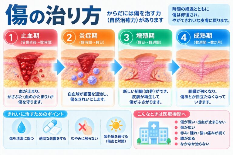 傷の治り方｜止血・炎症・増殖・成熟の4段階
