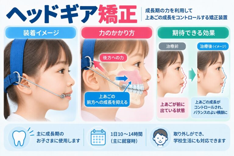 ヘッドギア矯正とは？上顎の成長をコントロールする小児矯正装置