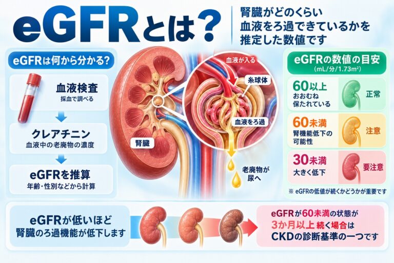 eGFRとは？腎臓のろ過機能を示す数値と見方