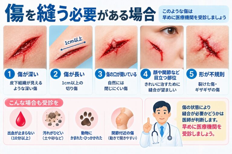 傷を縫う必要がある場合｜縫合が必要な傷の特徴と受診目安