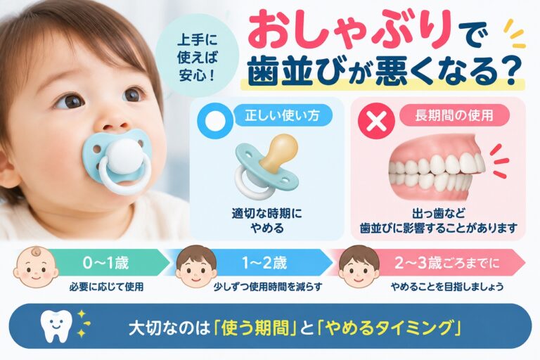 おしゃぶりで歯並びが悪くなる？｜噛み合わせへの影響とやめる時期