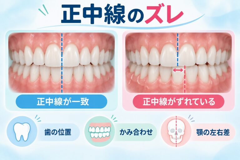 正中線のズレとは？上下の歯の中心がずれる原因