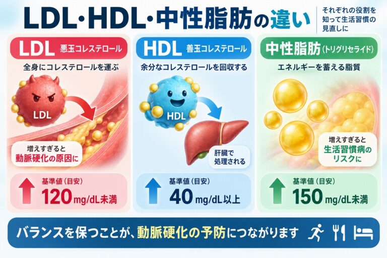 LDL・HDL・中性脂肪の違い｜悪玉・善玉コレステロールの役割