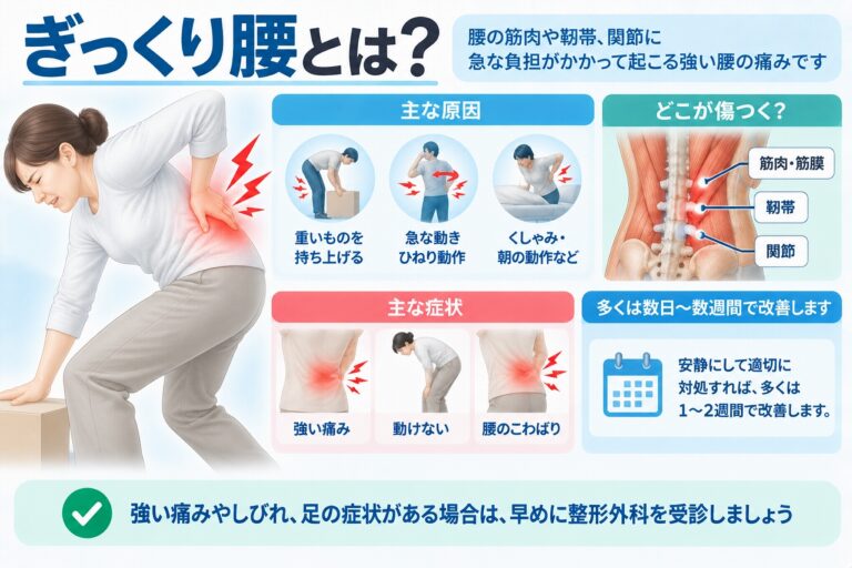 ぎっくり腰とは？突然起こる強い腰痛の原因と主な症状