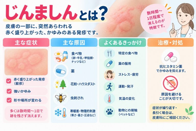 じんましんとは？突然現れるかゆみ・膨疹の原因と主な症状