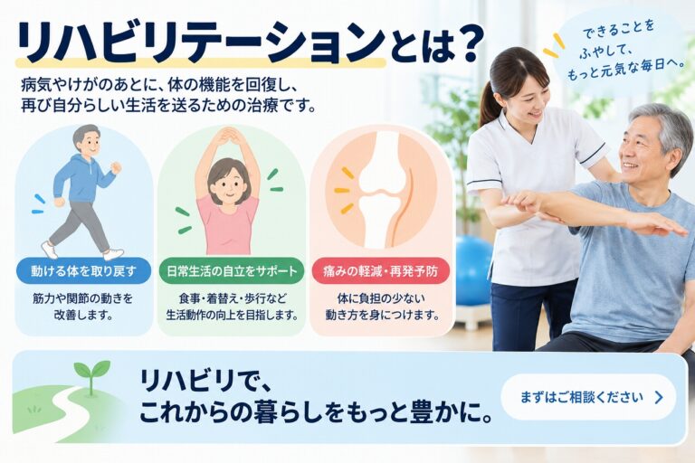 リハビリテーションとは？身体機能の回復と日常生活を支える治療