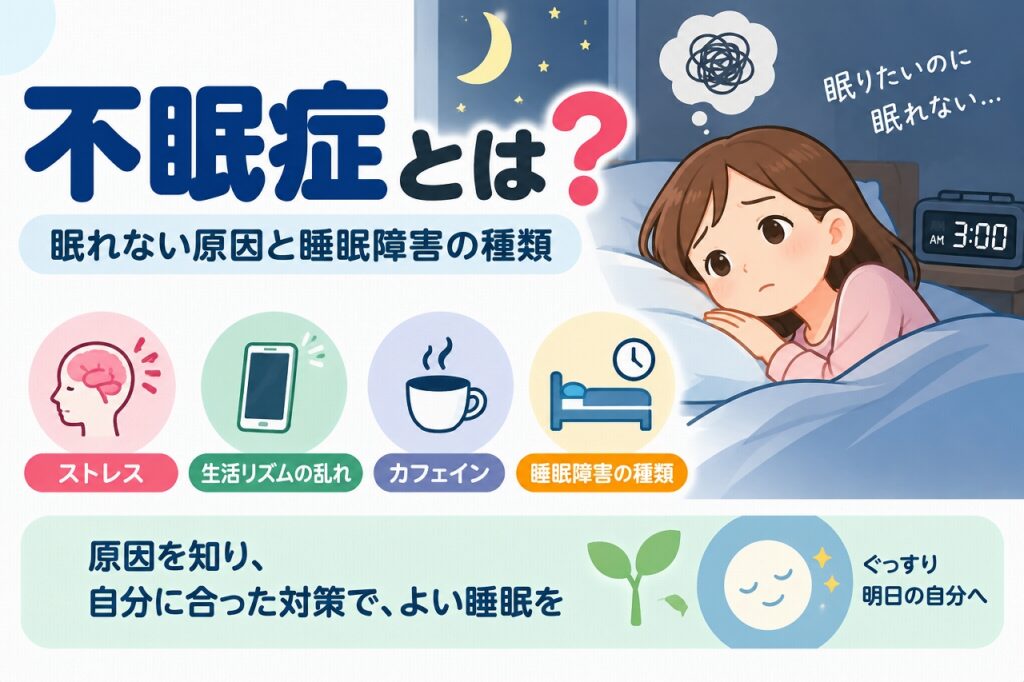 不眠症とは？眠れない原因・睡眠障害の種類・症状と対処法を図解