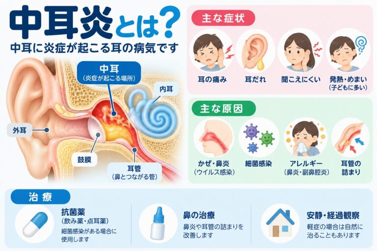中耳炎とは？｜耳の痛み・耳だれ・聞こえにくさを起こす原因と症状