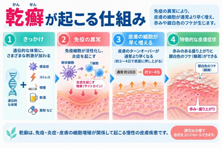 乾癬が起こる仕組み｜免疫異常と皮膚のターンオーバーの関係