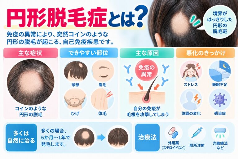 円形脱毛症とは？突然起こる脱毛の原因と主な症状